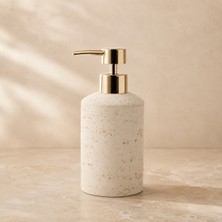 Index Store Bej Taş Dokulu Sıvı Sabunluk Gold Pompalı 7X17 cm