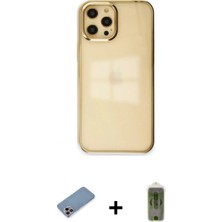 Marsilyan™- iPhone 12 Pro Max Kılıf Doruk Doku Prime - Siyah Joko Magic 5d Hayalet Cam + Pembe Shine Kamera Lens Koruma Cam