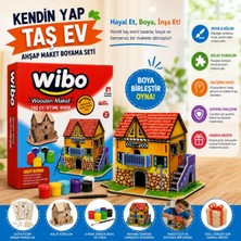 Wibo Art Ahşap Taş Ev Maketi Boyanabilir Kendin Yap Dıy Hobi ve Sanat Seti