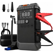 Raylax Akü Takviye Cihazı | 4'ü 1 Arada Powerbank, Hava Kompresörü, LCD Ekran, 12.000MAH 150PSI