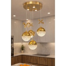 Yeni Model 4 Sarkıt Lüx LED Avize Gold Renk 3 Işık Seçeneği Ithal Model