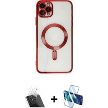Marsilyan™- iPhone 11 Pro Max Kılıf Nova Işık Özel Seri - Siyah 3D Antistatik Cam Ekran Koruyucu + Şeffaf Kamera Lens Koruma Cam