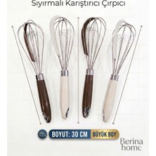 Berina Home Silikon Kenar Sıyırmalı Çelik Çırpıcı Yumurta Çırpıcı Süt Karıştırıcı Puding Sos Kremşanti Çırpıcısı Karıştırıcı 30 cm En Büyük Boy