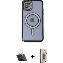 Marsilyan™- iPhone 11 Kılıf Zirve Doku Prime - Siyah Bilvis 3D Cam Ekran Koruyucu + Şeffaf Kamera Lens Koruma Cam