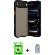 Marsilyan™- iPhone 17 Air Kılıf Ahenk Çizgi Serisi - Siyah Joko Magic 5d Cam + Gold Raze Metal Kamera Lens