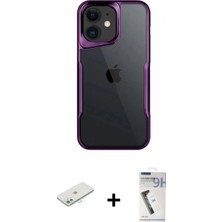 Marsilyan™- iPhone 11 Kılıf Akış Çizgi Koleksiyonu - Şeffaf Uv Polymer Nano Ekran Koruyucu + Sarı Renkli Kamera Lens Koruma Cam