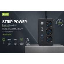 Alpotekno Akım Korumalı 3’lü Priz 2 USB + Type-C 2 Metre Kablolu – Termal Koruma, Çocuk Korumalı, 2500W