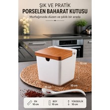 Lucky Clover Porselen Tuz Saklama Kabı Kaşıklı Baharatlık 10X10X10 cm