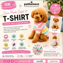 Patilemece Pembe Enine Çizgili Köpek T Shirt