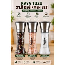 3'lü Set Metal Başlıklı Karabiber Cam Değirmen Öğütücü Seramik  200GR