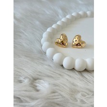 Revoia Taş Detaylı Gold Kalp Küpe