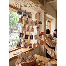 Berina Home Fotoğraf Sunum Mandalı Dekoratif Mini Ahşap Mandal 10 Adet Fotoğraf Asma Mandalı Hediyelik Anı Panosu Seti Doğumgünü Hediyesi Oda Süsü Duvar Süsü Seo Uyumlu Hazırla