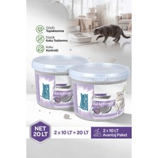ZeniCat Lavantalı Gri Aktif Karbonlu Bentonit Kedi Kumu 2X10 Lt – Güçlü Topaklanan, Koku Kontrolü, Kovalı