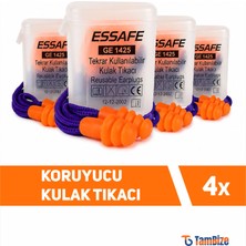 Essafe Ipli Kulak Tıkacı Gürültü Önleyici ve Duş, Deniz, Havuz Kullanımına Uygun 4 Adet