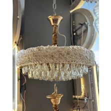 LED Yeni Model 50 cm Kristal Lüx Salon Avize Gold Renk Ithal Model