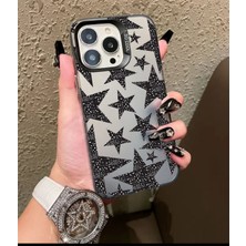 Powerfox Iphone 15 Pro Max Uyumlu Silikon Kenar Sert Arka Anti Düşme Kılıfı Yıldız Desenleri MK01A