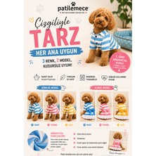 Patilemece Mavi Beyaz Enine Çizgili Köpek Gömleği