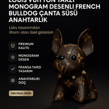 NIXCON Tarz Monogram Desenli French Bulldog Çanta Süsü Anahtarlık