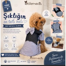Patilemece Mavi Çizgili Kot Detaylıelbise