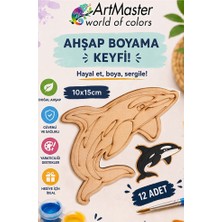 ArtMaster Ahşap Boyama Balina 12 Adet 10X15CM Boyama Deniz Figürü Etkinlik Çoçuk Gelişim Motor Beceri Kreş Anasınıfı