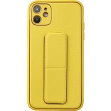 Artcrelier iPhone 12 Kılıf Coco Deri Standlı Kapak - Sarı
