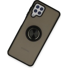 Artcrelier Galaxy A22 Kılıf Montreal Yüzüklü Silikon Kapak - Siyah