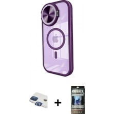Marsilyan™- iPhone 11 Kılıf Kıvılcım Modern Koleksiyonu - Siyah 34D Hayalet Izgaralı Cam + Lacivert Pers Alüminyum Kamera Lens