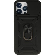 Artcrelier iPhone 13 Pro Max Kılıf Pars Lens Yüzüklü Silikon - Siyah