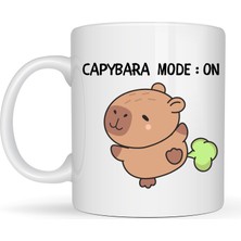 Artcrelier Capybara Mode On Yazılı Komik Tasarım Kupa Model 238 Sevimli Baskılı Seramik Kahve Kupası