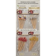 Berina Home Bambu Kokteyl Çubuğu Kürdanı Kanepe Çubuğu Kürdanı Ikram Çubuğu 12 cm En Büyük Boy 1 Paket (25 Adet) Doğum Günü Süsü Parti Süsü Top Başlı