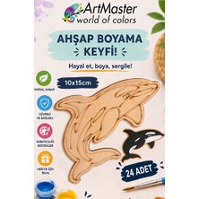 ArtMaster Ahşap Boyama Balina 24 Adet 10X15CM Boyama Deniz Figürü Etkinlik Çoçuk Gelişim Motor Beceri Kreş Anasınıfı