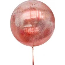Ata Store Kırmızı Simli Yuvarlak Şeffaf Balon 24 Inç