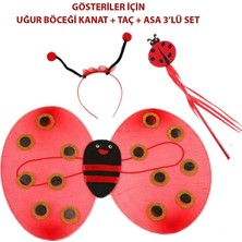 Ata Store Çocuk Gösteri Için Uğur Böceği Kanat + Taç + Asa 339LÜ Kostüm Seti
