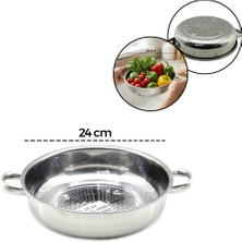 Findit 24CM Basık Süzek Metal Süzgeç Kulplu (2818)