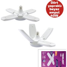 Findit 1+4 Kollu - Yapraklı Pervane Modeli Papatya Beyaz LED Lamba Ampul 40W - E27 P-6040B (2818)
