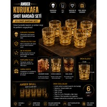 Mersi Shop 6'lı Amber Kurukafa Cam Shot Bardağı Seti | Skull Tasarımlı Shot Kadehi 6x5 cm