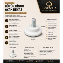 ESBH Büyük Bingo Ayak Beyaz M8 ( 8 Adet )