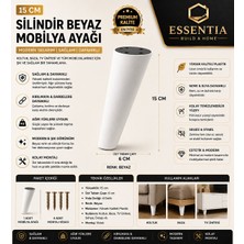 ESBH 15 cm Silindir Beyaz Ayak – Modern Tasarım Mobilya Ayağı Koltuk & Baza Için