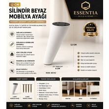 ESBH 12 cm Silindir Beyaz Ayak – Modern Tasarım Mobilya Ayağı Koltuk & Baza Için 4 Adet