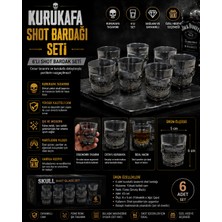 Mersi Shop 6'lı Kurukafa Cam Shot Bardağı Seti | Skull Tasarımlı Shot Kadehi 6x5 cm