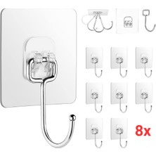 Mucit Home Büyük Kancalı 8 Adet Çok Amaçlı Askı Kendinden Yapışkanlı Havlu Banyo Askısı