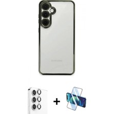 Pileli Store Pilelistore™ Galaxy S24 Fe Kılıf Vadi Minimal - Siyah 3D Antistatik Seramik Nano Ekran Koruyucu + Raze Metal Kamera Lens - Gı