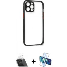 Pileli Store Pilelistore™ iPhone 12 Pro Kılıf Nova Asil Özel Seri - Siyah 3D Antistatik Seramik Nano Ekran Koruyucu + Kamera Lens Koruma Cam - Sf