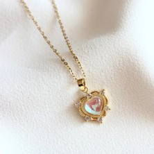 Gloriam Çelik Zincir Gold Renk Kalp Kadın Kolye