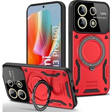 Mudanis Xiaomi Redmi Note 13 Pro 5g Kılıf Joy Lens Standlı Kapak - Kırmızı