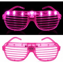 Lunaev LED Işıklı Panjur Parti Gözlüğü Pembe Renk Shutter Gözlük