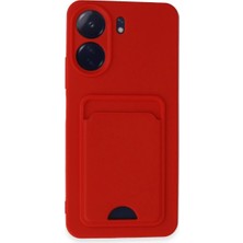 Mudanis Xiaomi Redmi 13C Kılıf Kelvin Kartvizitli Silikon - Kırmızı