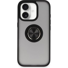 Mudanis Apple Iphone 16 Kılıf Montreal Yüzüklü Silikon Kapak - Siyah