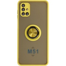 Mudanis Samsung Galaxy M51 Kılıf Montreal Yüzüklü Silikon Kapak - Sarı