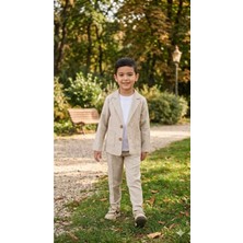 Baby Kids Colors Bej Renkli Çocuk Takım Elbise - Ceket, Pantolon ve Basic Tişört | Şık ve Rahat